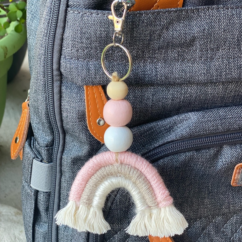 Macrame rainbow keychain